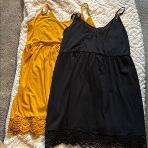 Yellow and Black Lace Trim Dresses